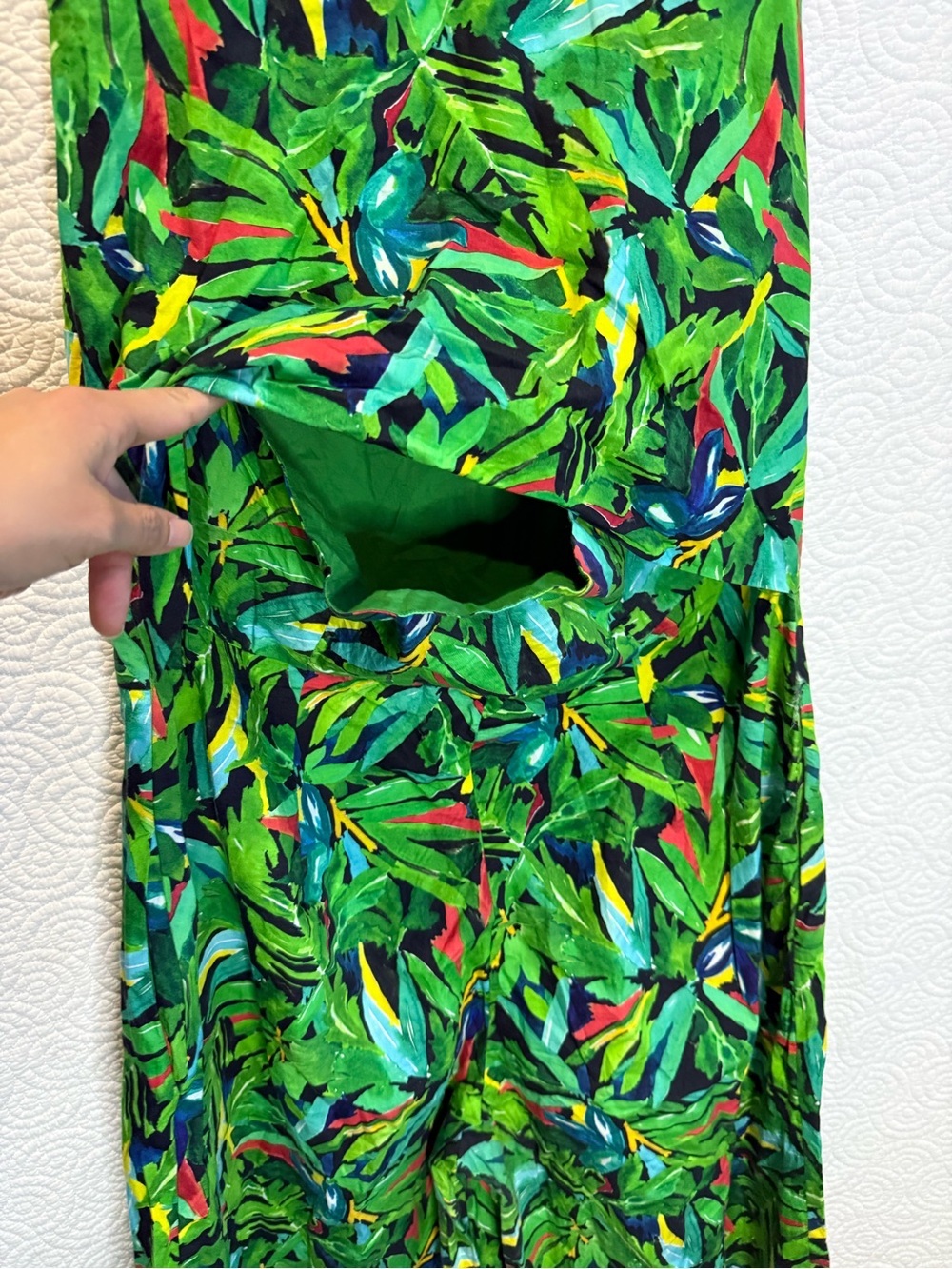 Emily and Fin Tropical Green XXL Sleeveless Maxi Jumpsuit Cocktail Resortwear - Picture 7 of 16
